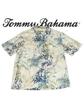 Men's Tommy Bahama Tropical Print 100% Silk Button Up Shirt - Size Medium